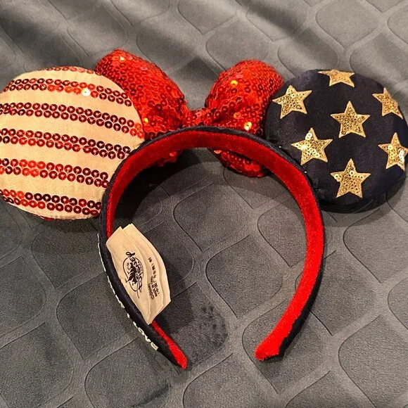 Disney Parks Stars & Stripes Americana Minnie Ears Headband “Land That I Love” - Picture 3 of 3
